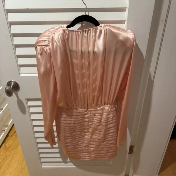 Magda Butrym pink silk long sleeve flower mini dress